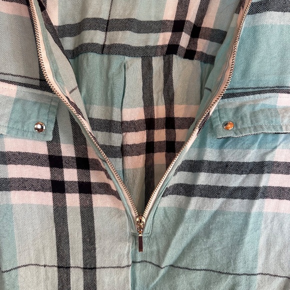 Blue Plaid Quarter Zip Top - Picture 4 of 11